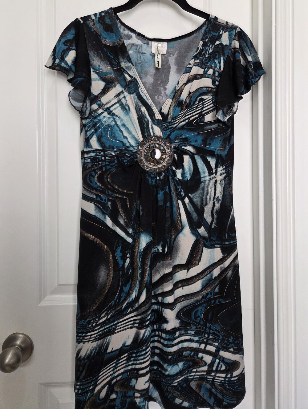 Heart Soul V-neck Flutter Sleeve Mini Dress Size Medium